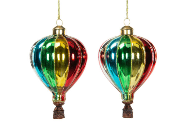 Julkula i glas. luftballong i härliga klara färger. Material: Glas Mått:  Ø6  CM Färg: Blank Grön, Blå, Röd, Gul, Silver, Guld